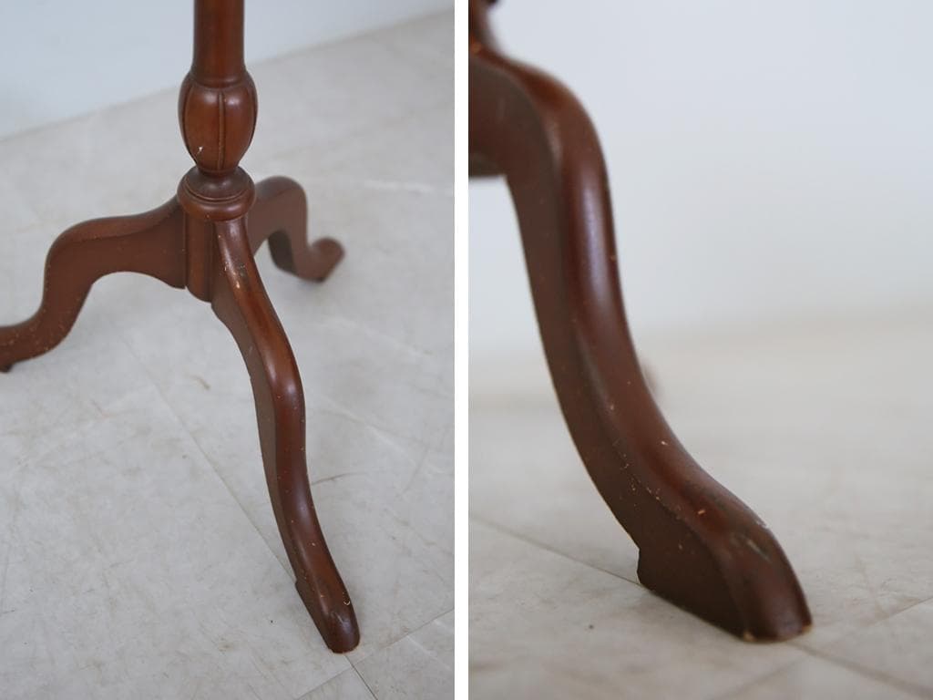 英国アンティーク木製ワインテーブル/サイドテーブル/丸机/飾り棚(89-15)