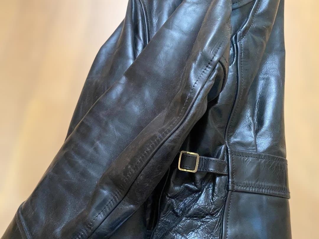 エアロレザー馬革　ハーフベルト　黒/茶芯　レアサイズ34 Mぐらい