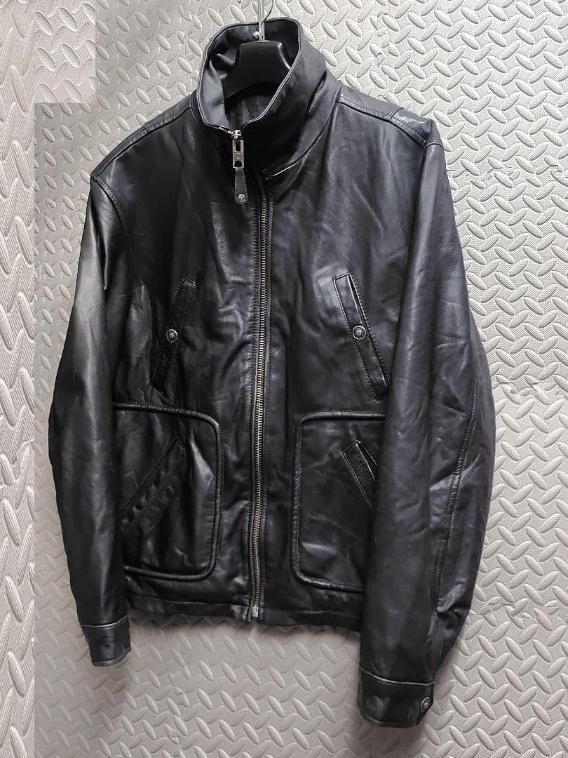 こーちゃん:Schott ブラックレザー シングルライダースジャケット