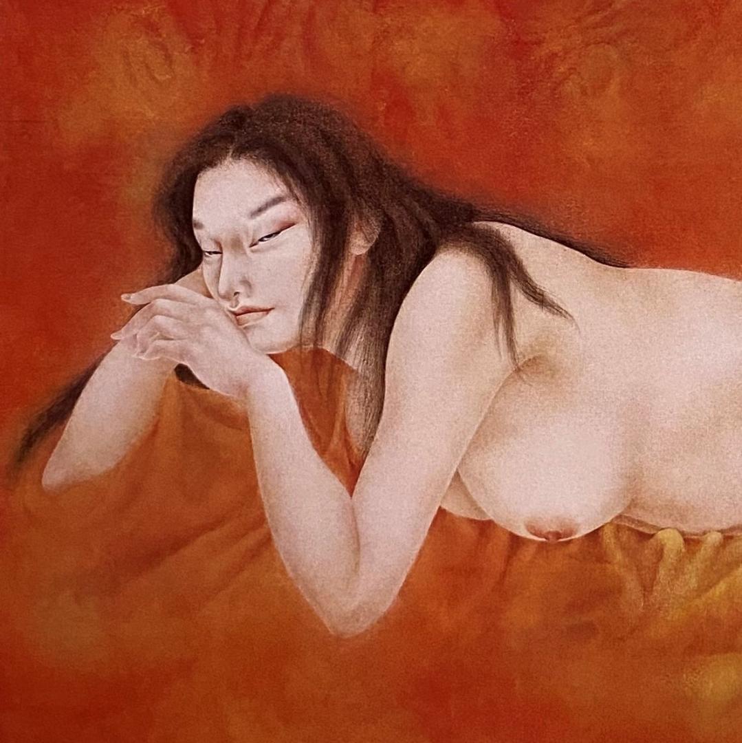 荻原季実子、【女】、希少な額装用画集より、新品額装付、状態良好