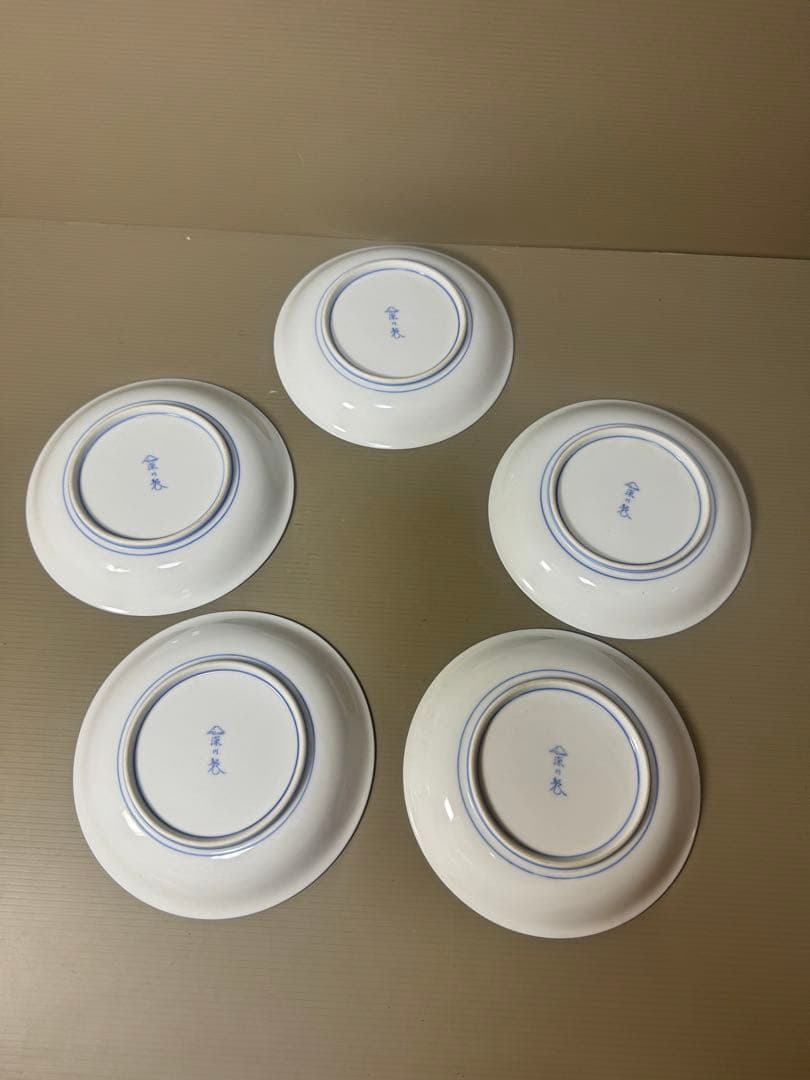 2142 深川製磁　牡丹金ミル　皿　5客　金彩