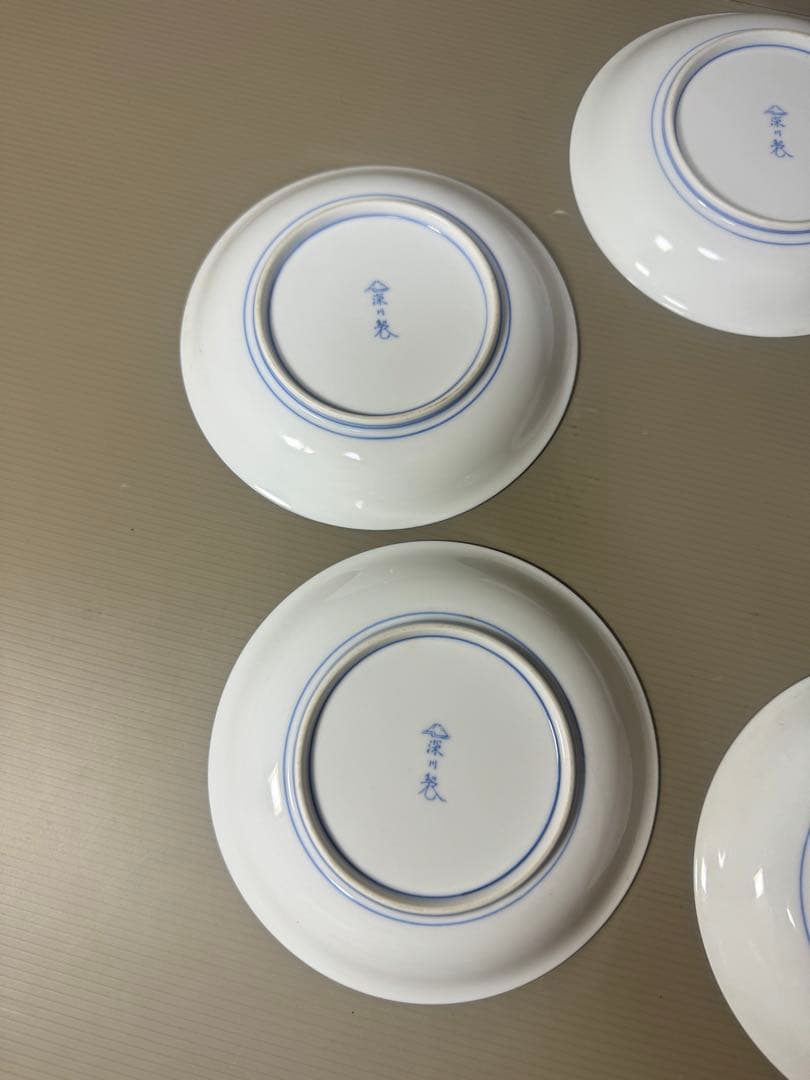 2142 深川製磁　牡丹金ミル　皿　5客　金彩