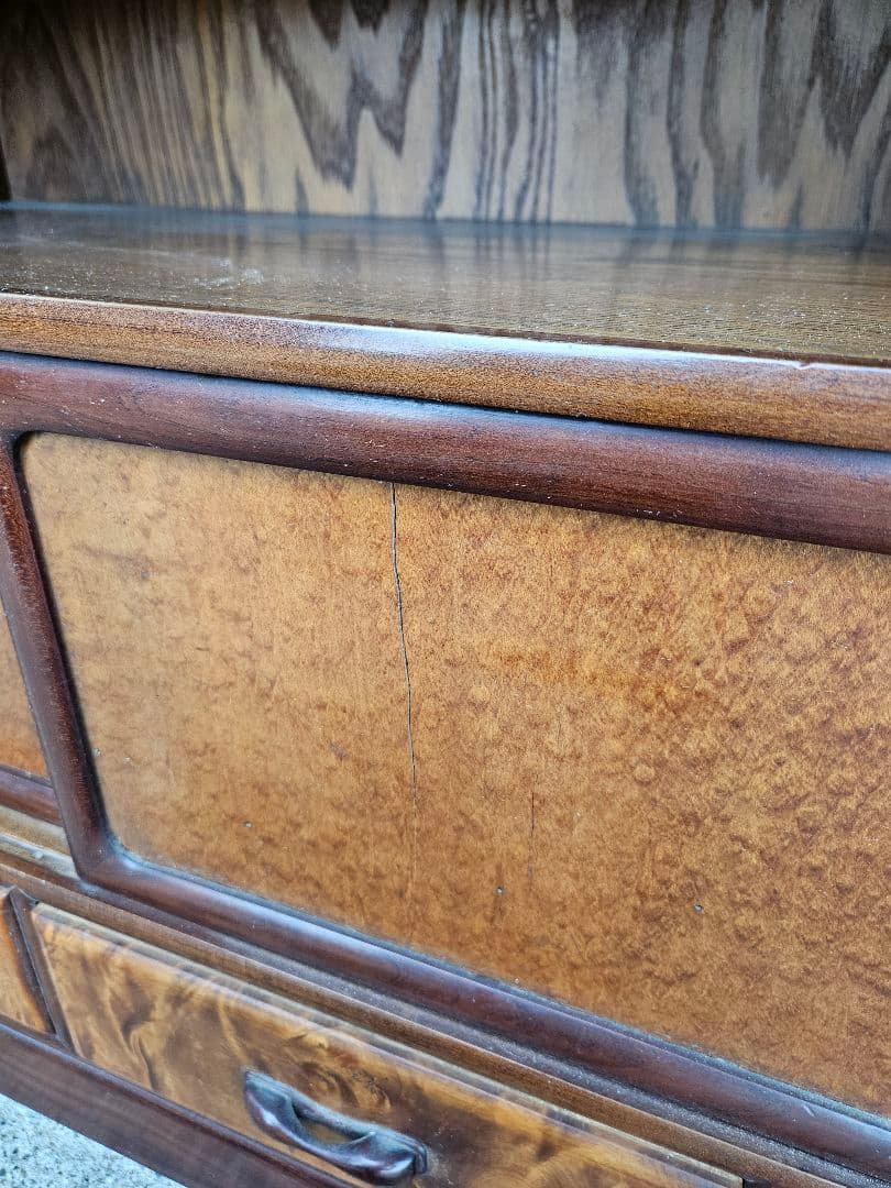 japan vintage 水屋箪笥 茶箪笥 飾り棚 杢目 木製 無垢材 和家具