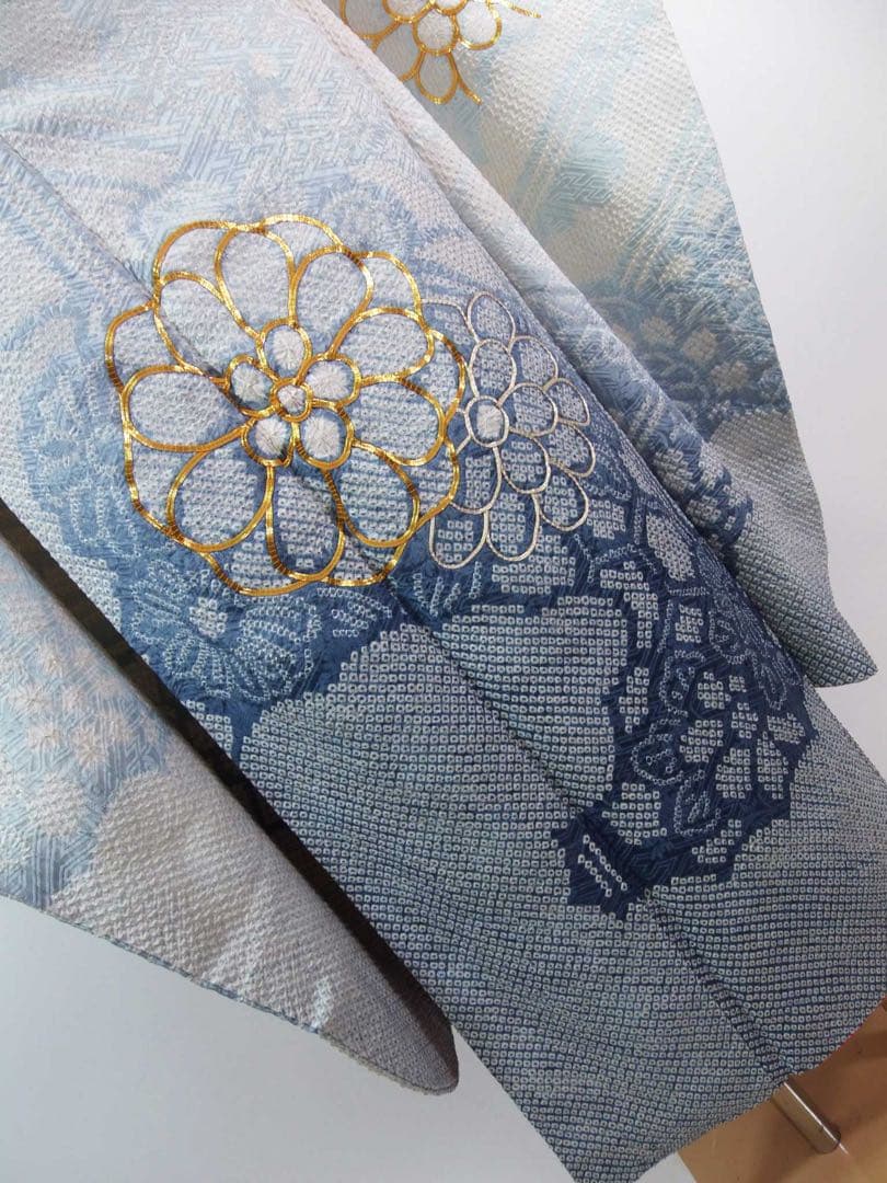 総絞り　振袖フルセット　袋帯　長襦袢　帯揚げ　帯締め絹のダイヤモンド　やや難あり