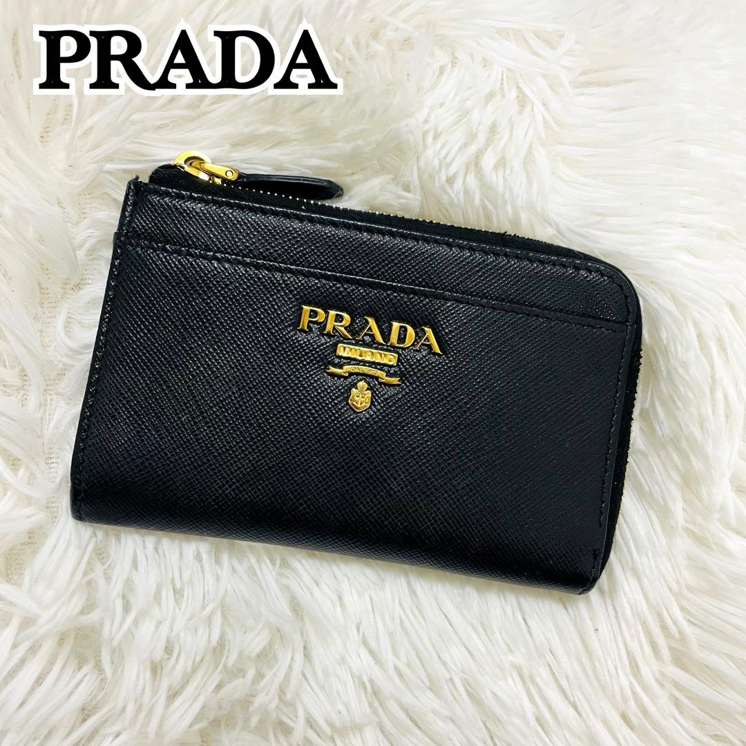 極美✨PRADA キーリング付 キーケース ケース サフィアーノ ブラック