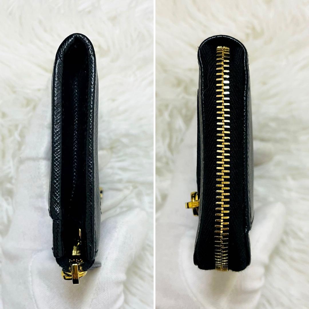 極美✨PRADA キーリング付 キーケース ケース サフィアーノ ブラック