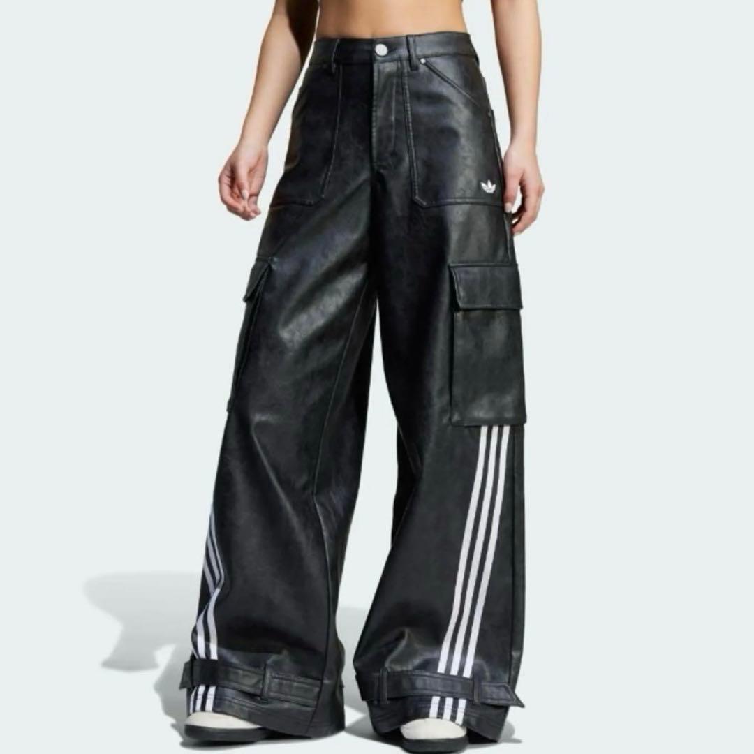 【男女兼用】新品28 Adidas adilenium ビンテージ レザーパンツ