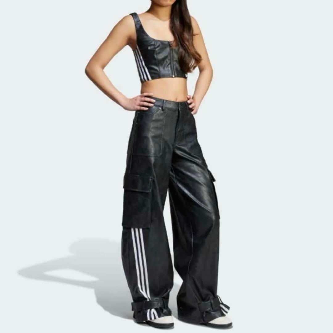 【男女兼用】新品28 Adidas adilenium ビンテージ レザーパンツ