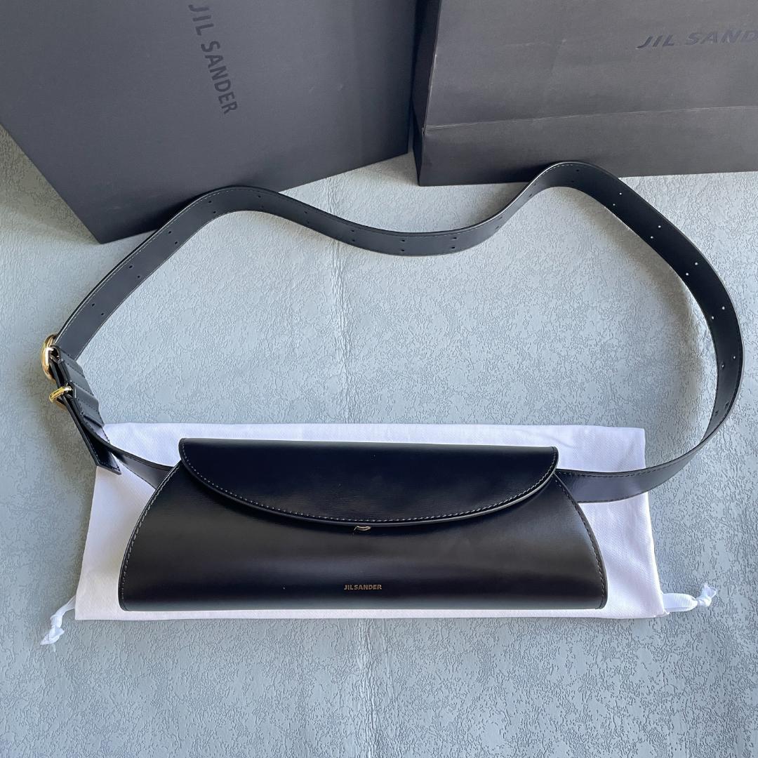 美品JIL SANDERブラックレザーショルダーバッグ