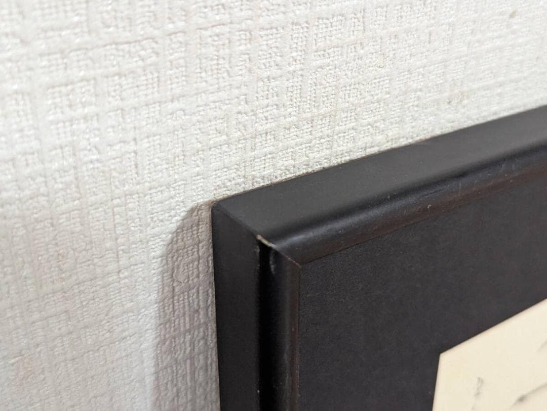 【真作】絵画　水墨画（葉書）　老鶴　水墨鳥図　墨一色の静寂美　Y58