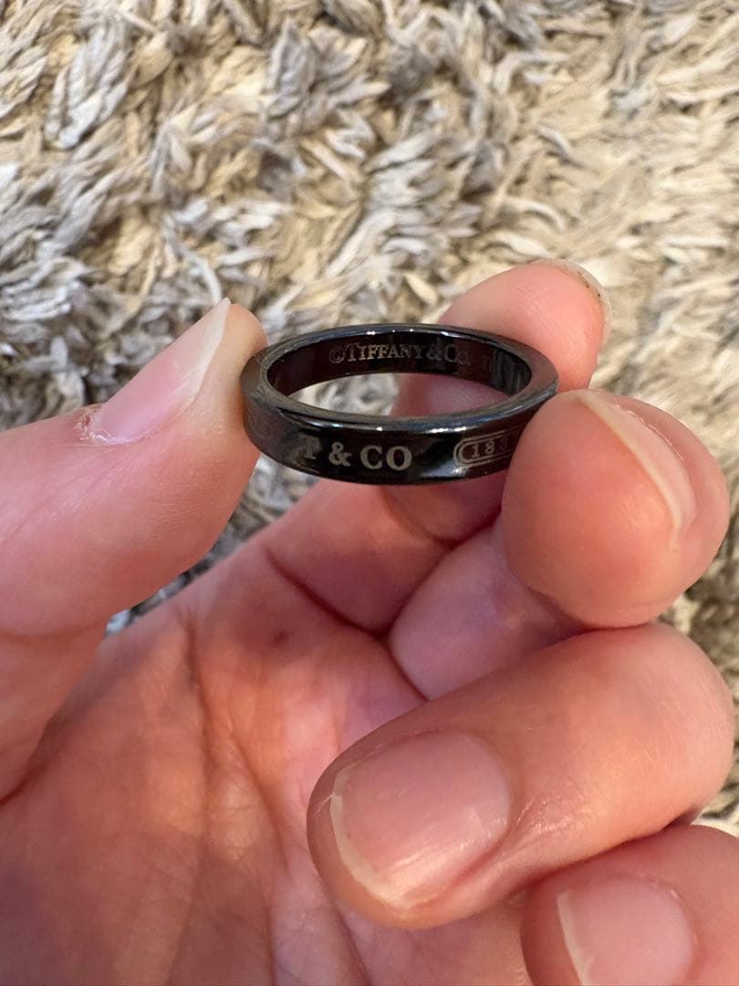 超美品☆ティファニー リング ナロー/1837 チタン ブラック
