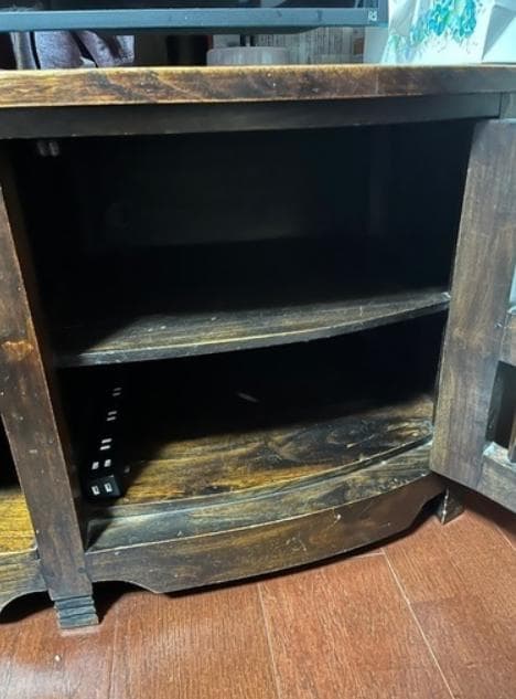 木製スラットデザインのテレビ台　バリ家具