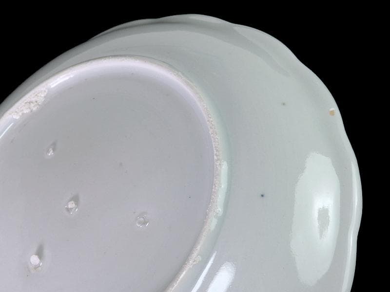 古伊万里　染付　海老に三枡紋の図　市川海老蔵　7寸皿　D813AS-CQb