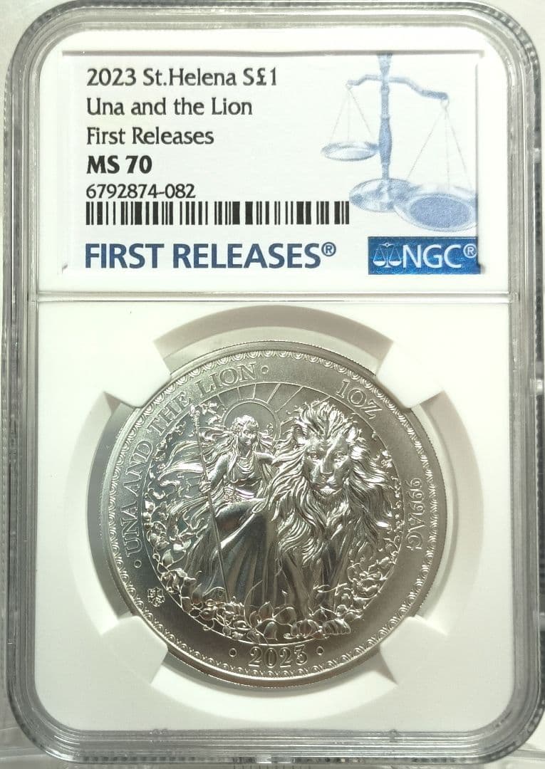2023 セントヘレナ ウナとライオン 1ポンド銀貨 NGC MS70FR ④
