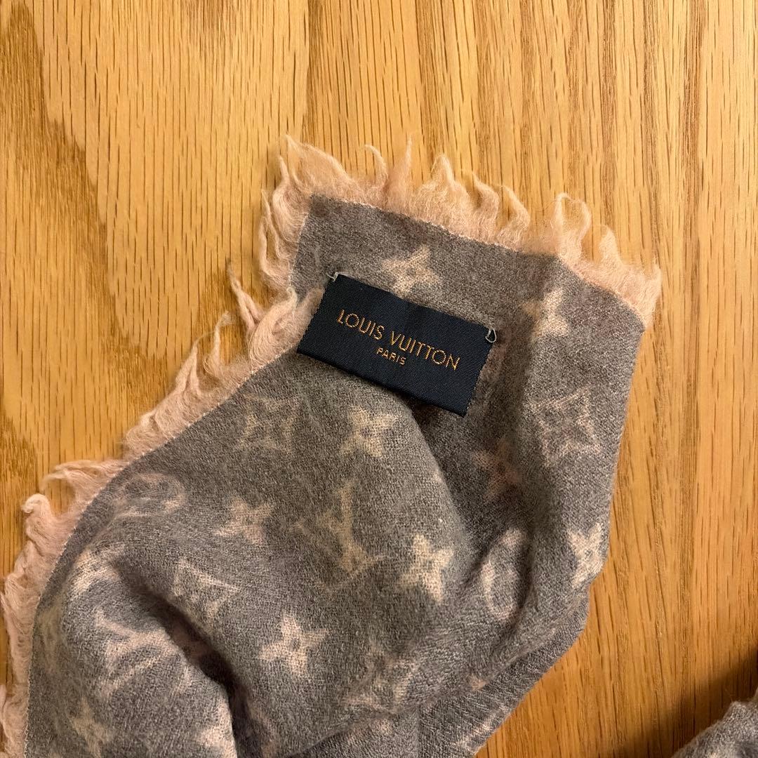 Louis Vuitton ルイヴィトン グレー ピンク マフラー