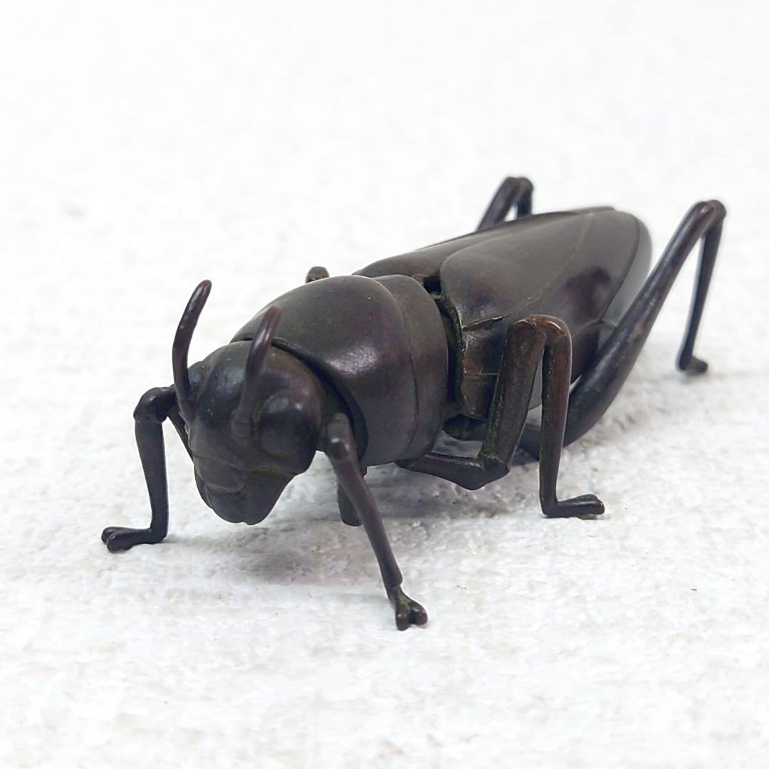 M0112I1 自在置物 銅製 螻蛄 おけら 銅製置物 銅虫作 置物 オブジェ