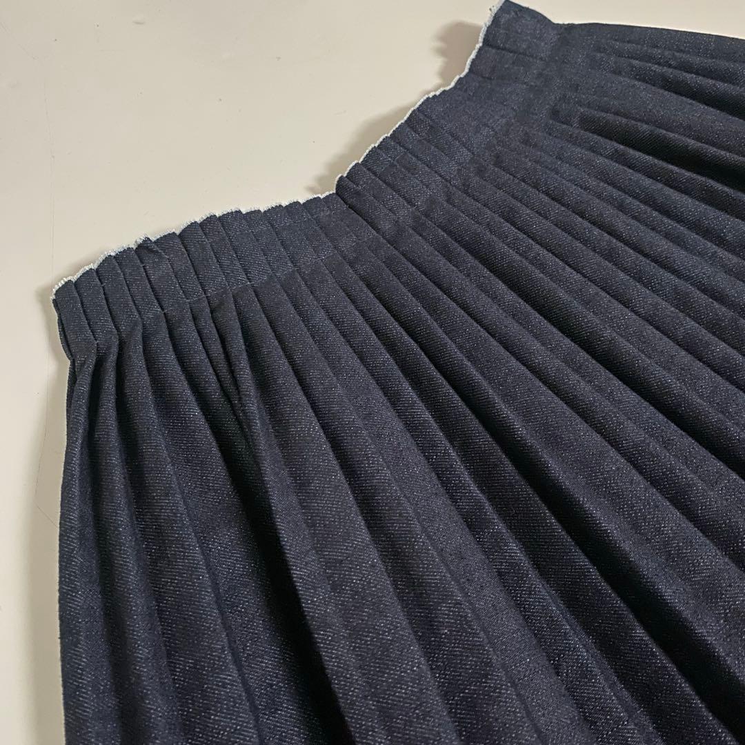 MM6 Maison Margielaデニム風プリーツスカート ひざ丈　36