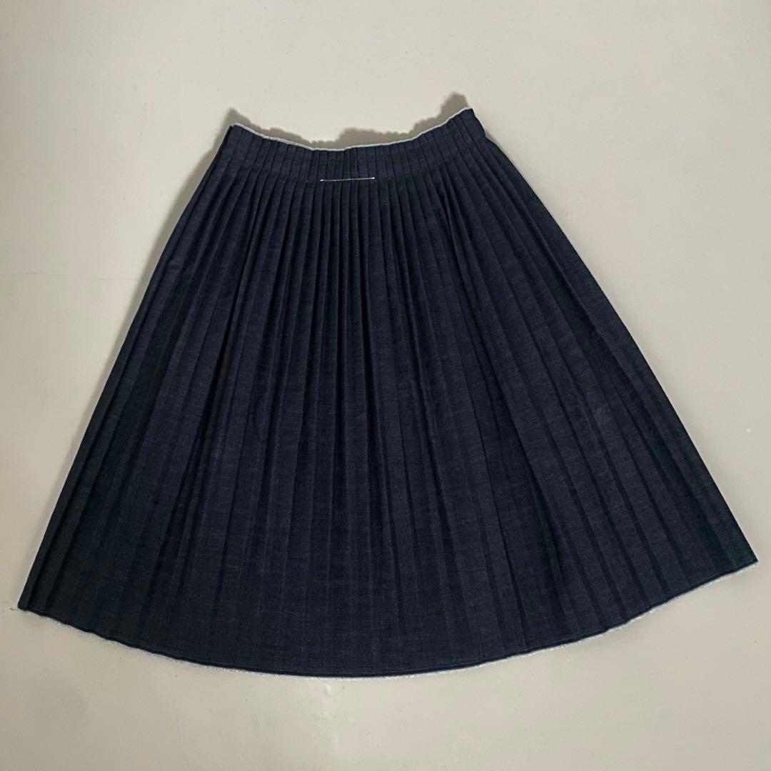 MM6 Maison Margielaデニム風プリーツスカート ひざ丈　36