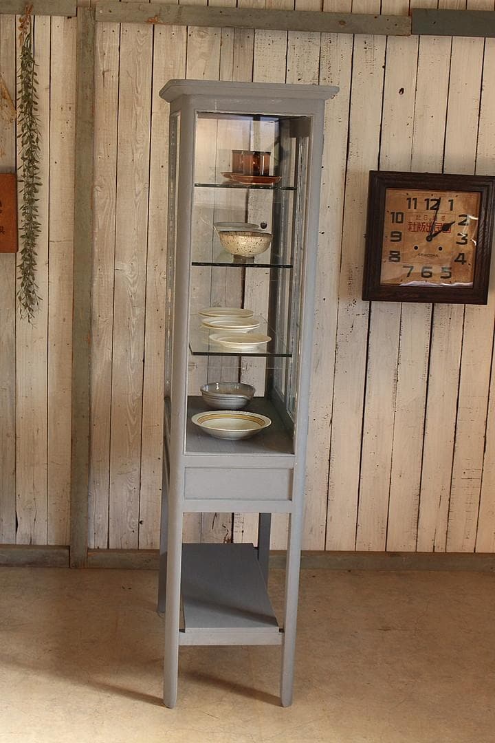 古い木枠ガラスケース　ケビント　ドクターキャビネット