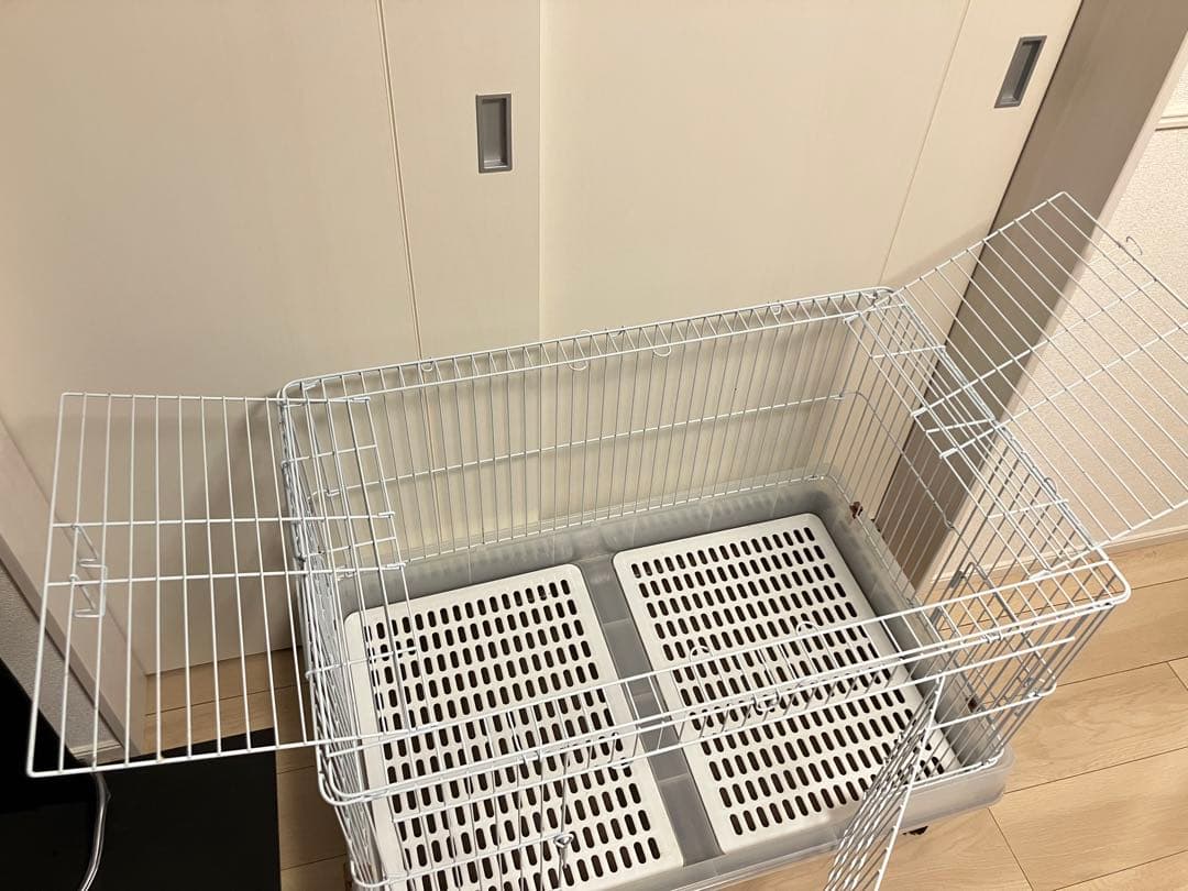 マルカンうさぎのカンタンおそうじケージワイドB フラワン（90x60x60cm）