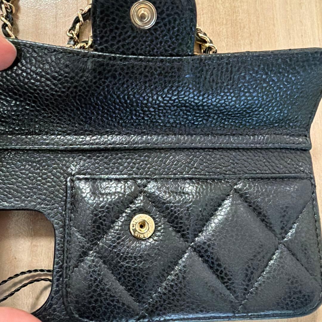 CHANEL ブラックレザー iPhoneケース　13 13pro