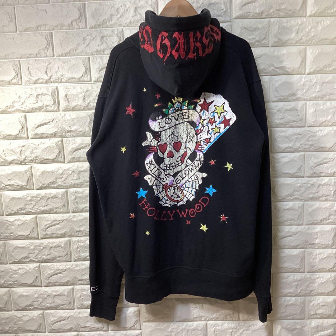 a 様お取置きEd Hardy エドハーディスカルプリント　ダメージ加工パーカー
