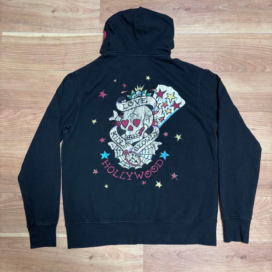a 様お取置きEd Hardy エドハーディスカルプリント　ダメージ加工パーカー