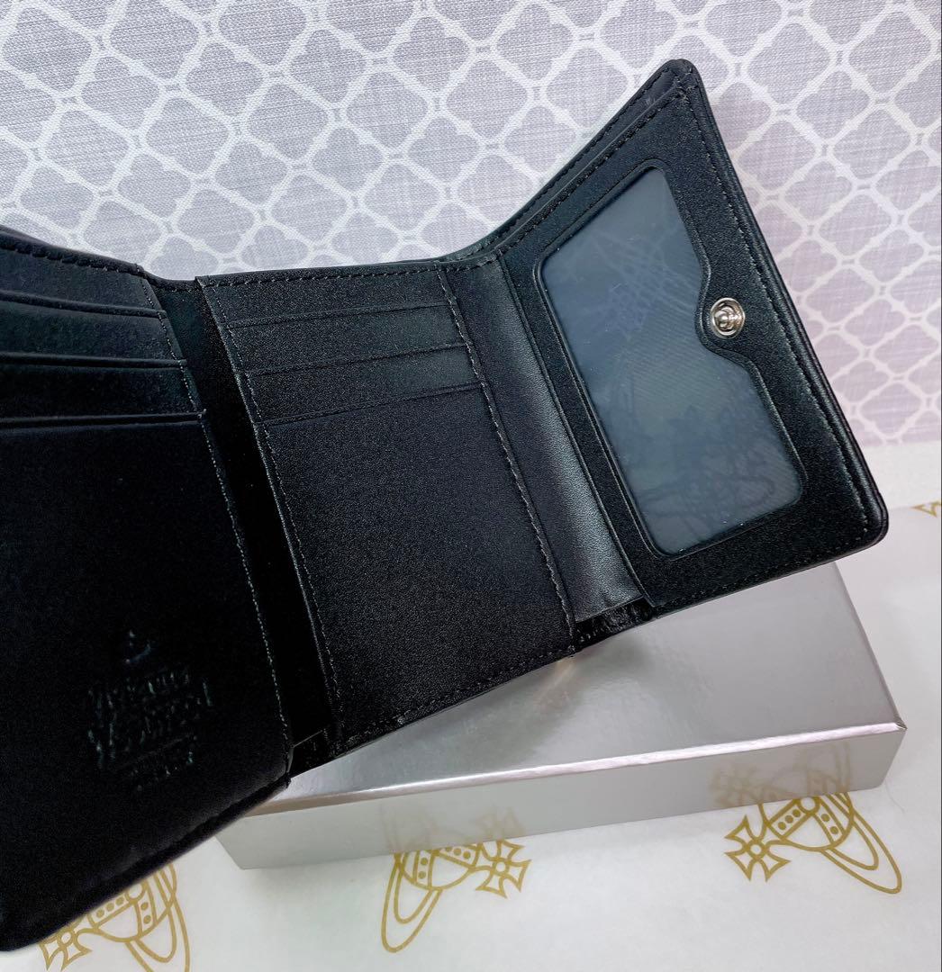 【新作✩内柄も素敵】Vivienne Westwood 三折財布 マット黒