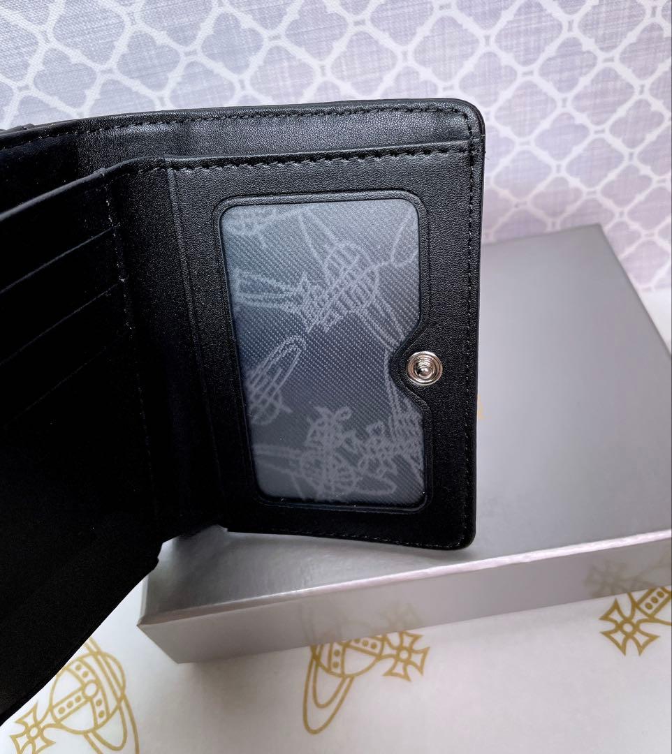 【新作✩内柄も素敵】Vivienne Westwood 三折財布 マット黒