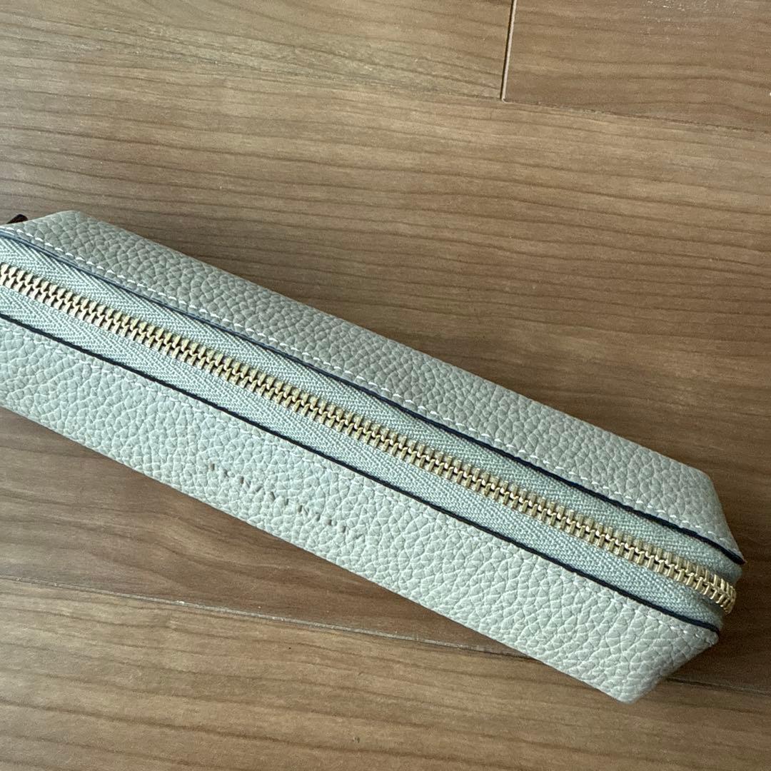 ボナペンチュラ グレージュ　レザーペンケース