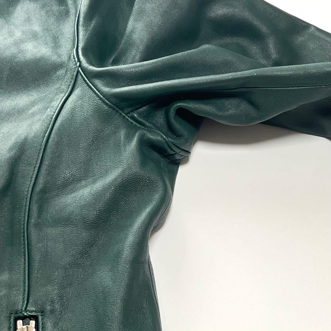 【希少カラー】ジャックローズ　シングルライダースジャケット　ラムレザー　グリーン