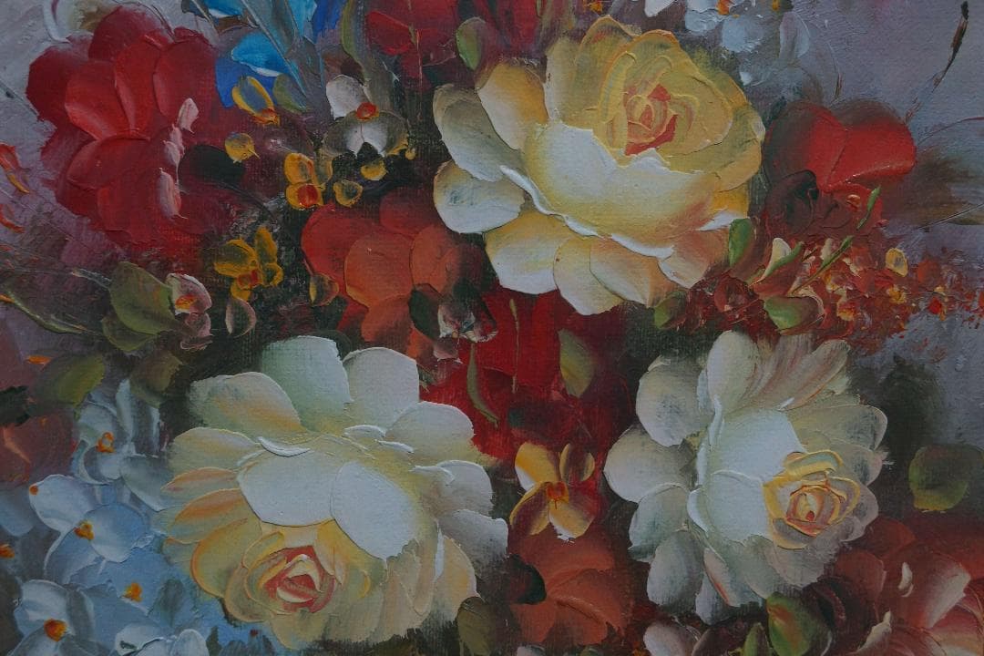 ベルギー画家Edmond Sanders エドモンドサンダース『バラの静物画』