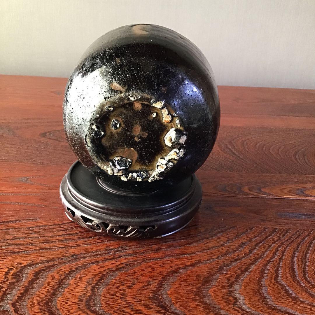 李朝　黒釉徳利　　　李朝中期