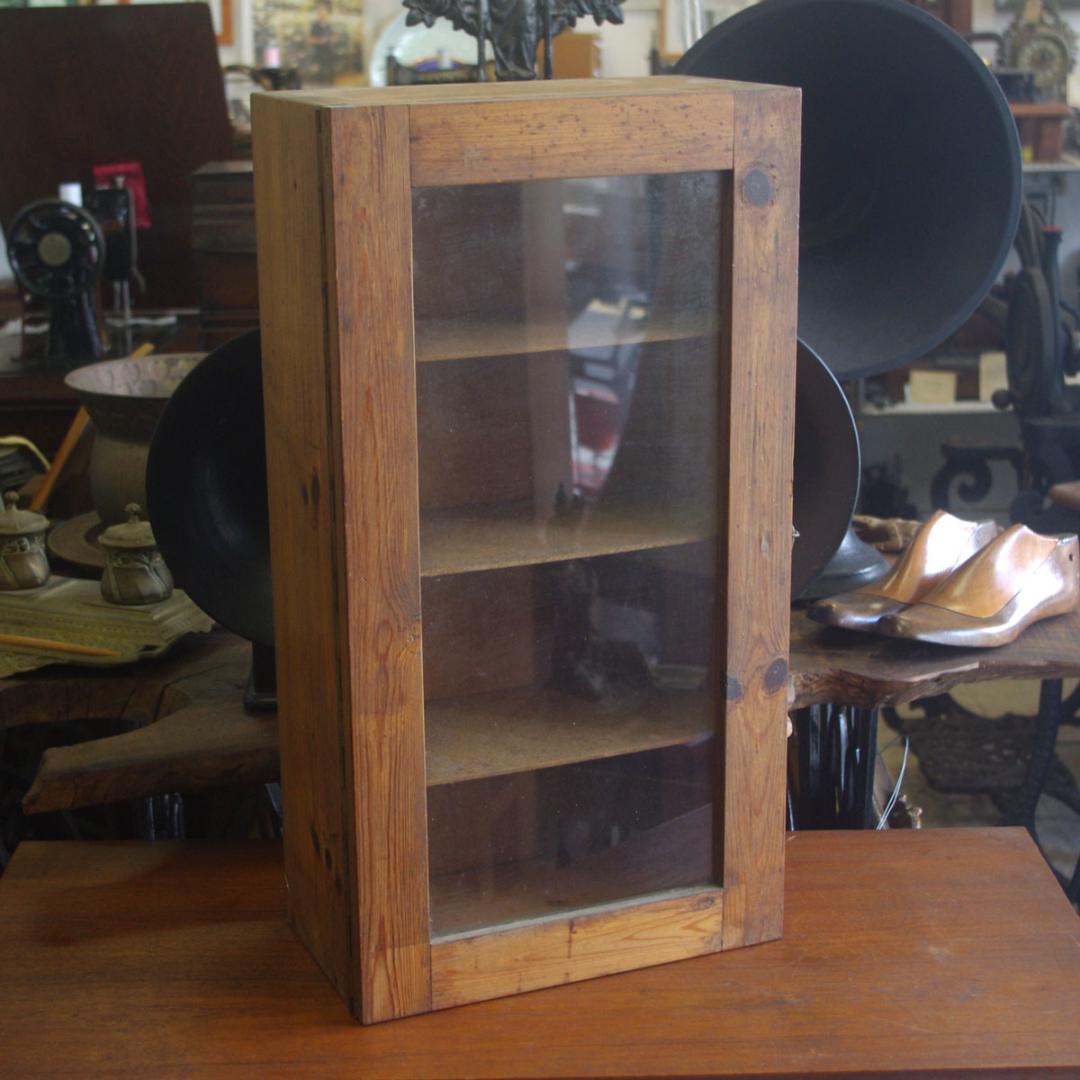 木製ガラスケース 4段 無垢 ドイツ アンティーク ビンテージ Ｚ002