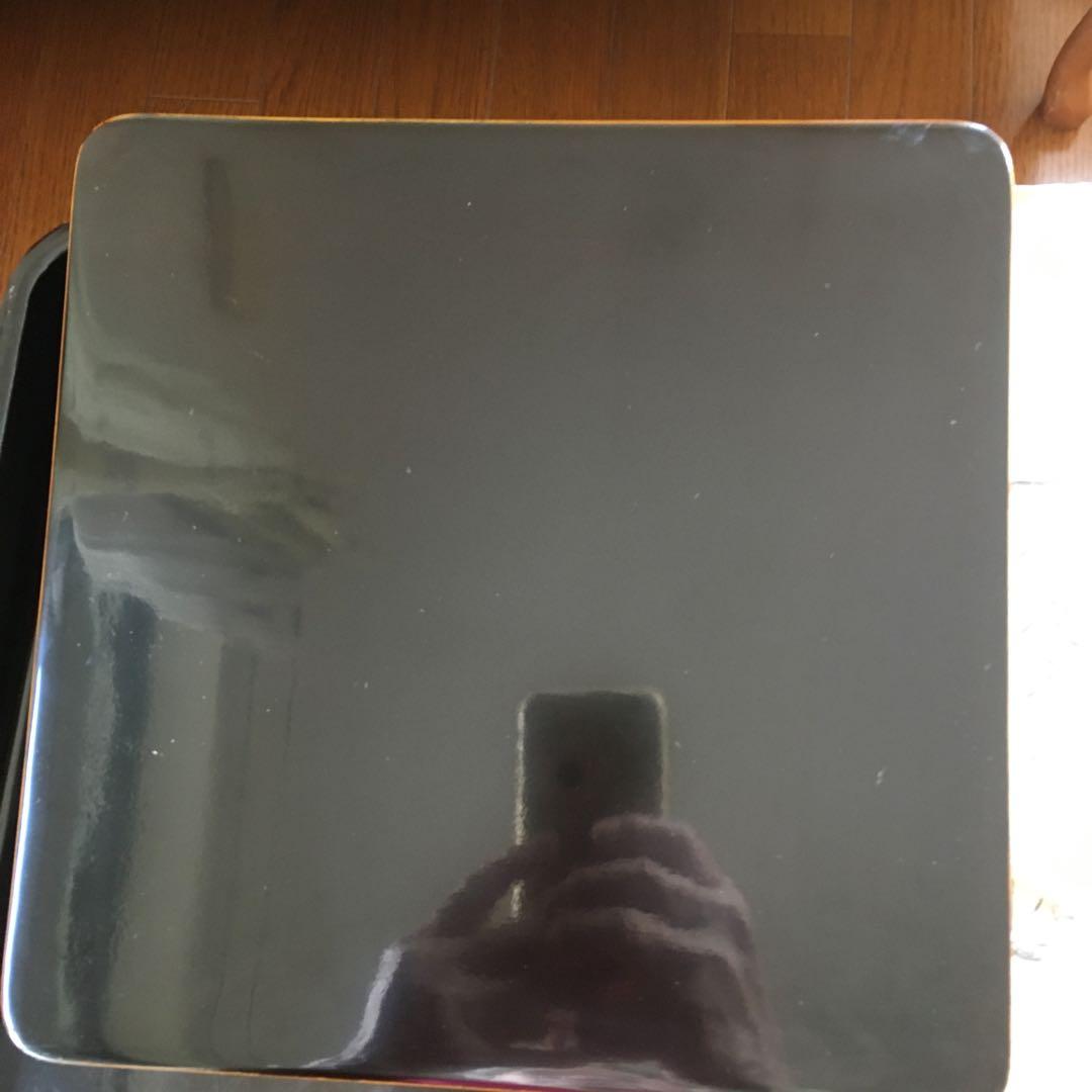 天然木製漆塗　輪島塗　黄漆塗沈金　角盆　芽松模様　本堅地漆器