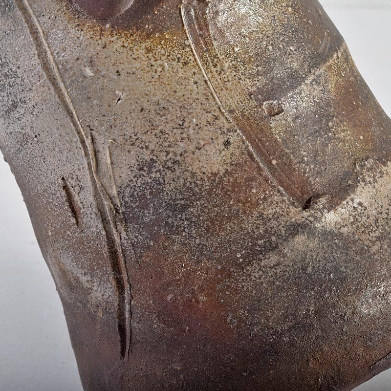 備前焼　人間国宝　金重陶陽作　花入　共布　道明識箱　D　R8519B