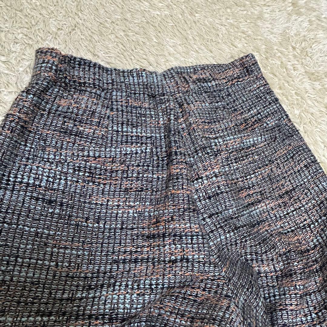 自由区 【洗える】エアリーツイードワイドクロップド パンツ Sサイズ