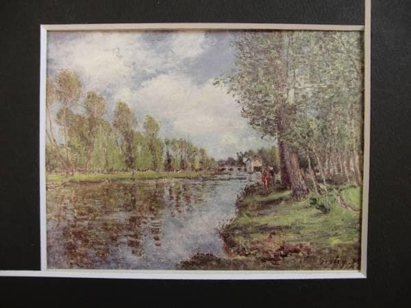 シスレー、ロアン川の堤防、希少画集画、新品高級額、額装付、状態良好