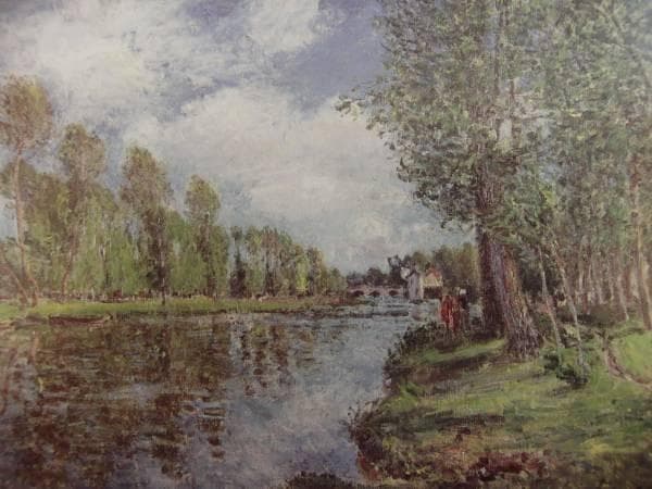 シスレー、ロアン川の堤防、希少画集画、新品高級額、額装付、状態良好