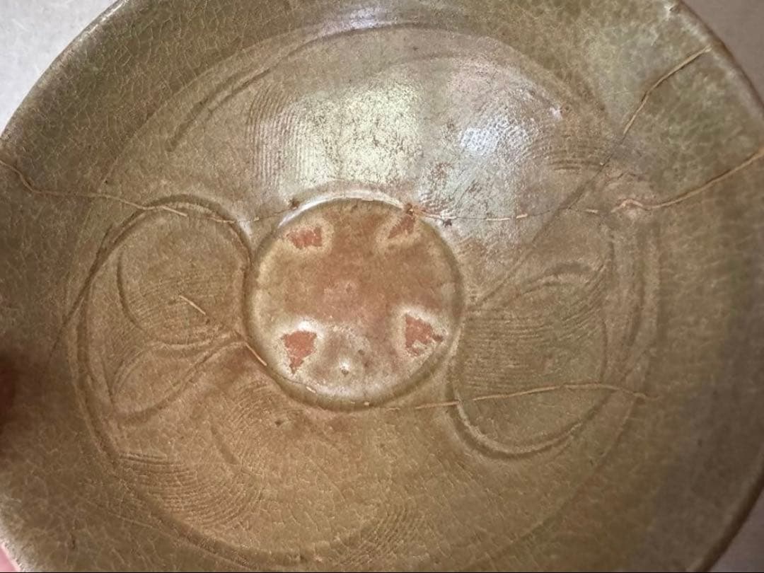 南宋時代同安窯　珠光青磁茶碗　古美術