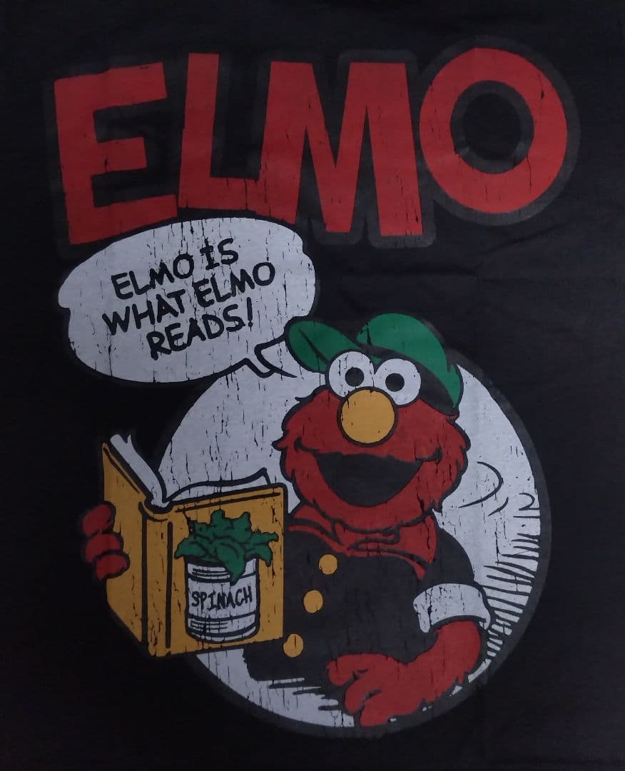 新品:エルモ「ヴィンテージスタイル・プリントTシャツ●L」セサミストリート