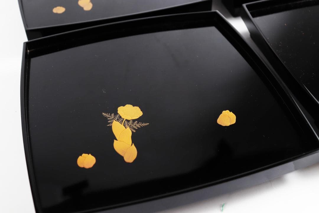 茶道具 花蒔絵 吸物膳 十客 時代漆器 木箱