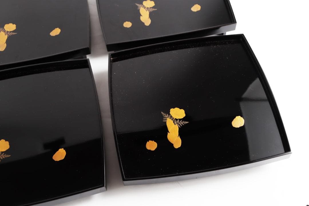 茶道具 花蒔絵 吸物膳 十客 時代漆器 木箱