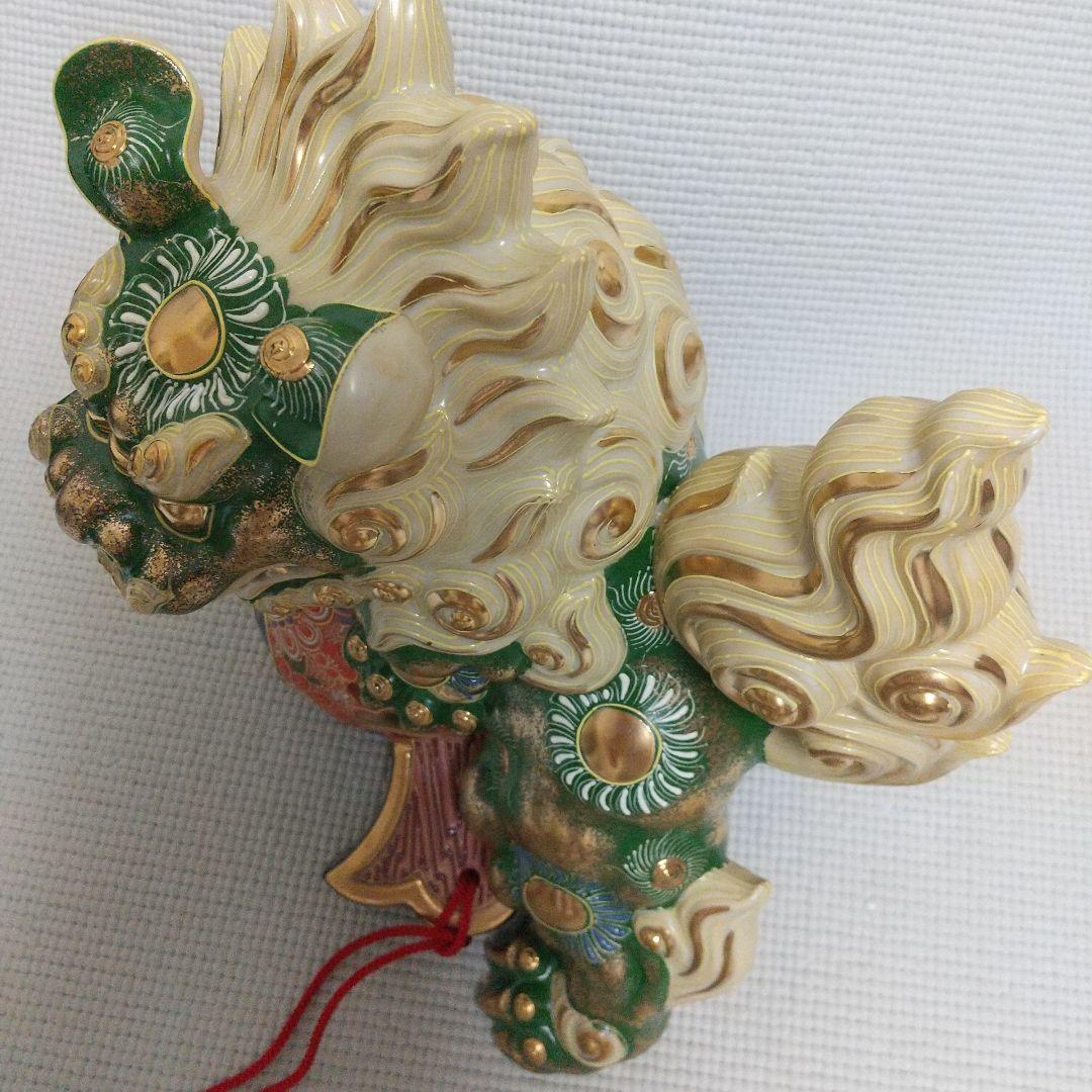 N*n様 打出の小槌♪30cm狛犬 レア色 金運/魔除け 九谷焼