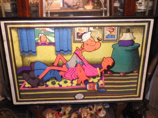 70'S★ポパイ★オリーブ★アート★ブラックライトポスター★ビンテージ★セクシー