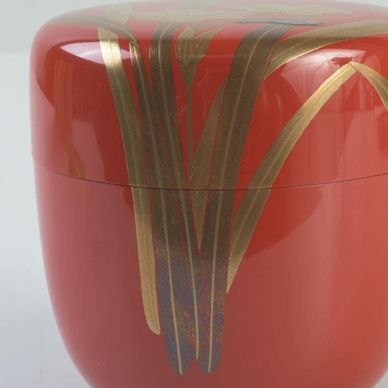 茶道具　山中塗　坂下雄峰作　水仙蒔絵　大棗　共布共箱　M　9654