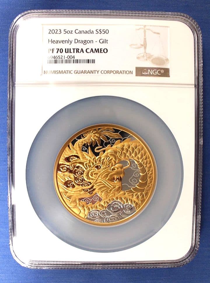 ngc 2023　PF70 Ultra Cameo　天龍　5オンス　銀貨　限定品