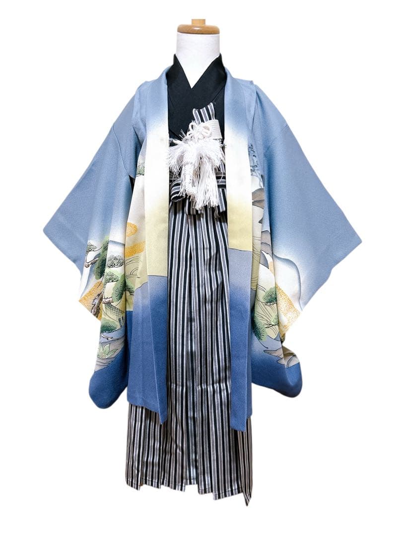 縦縞袴♡七五三　5歳　男の子　フルセット　一式　グレー系　鷹