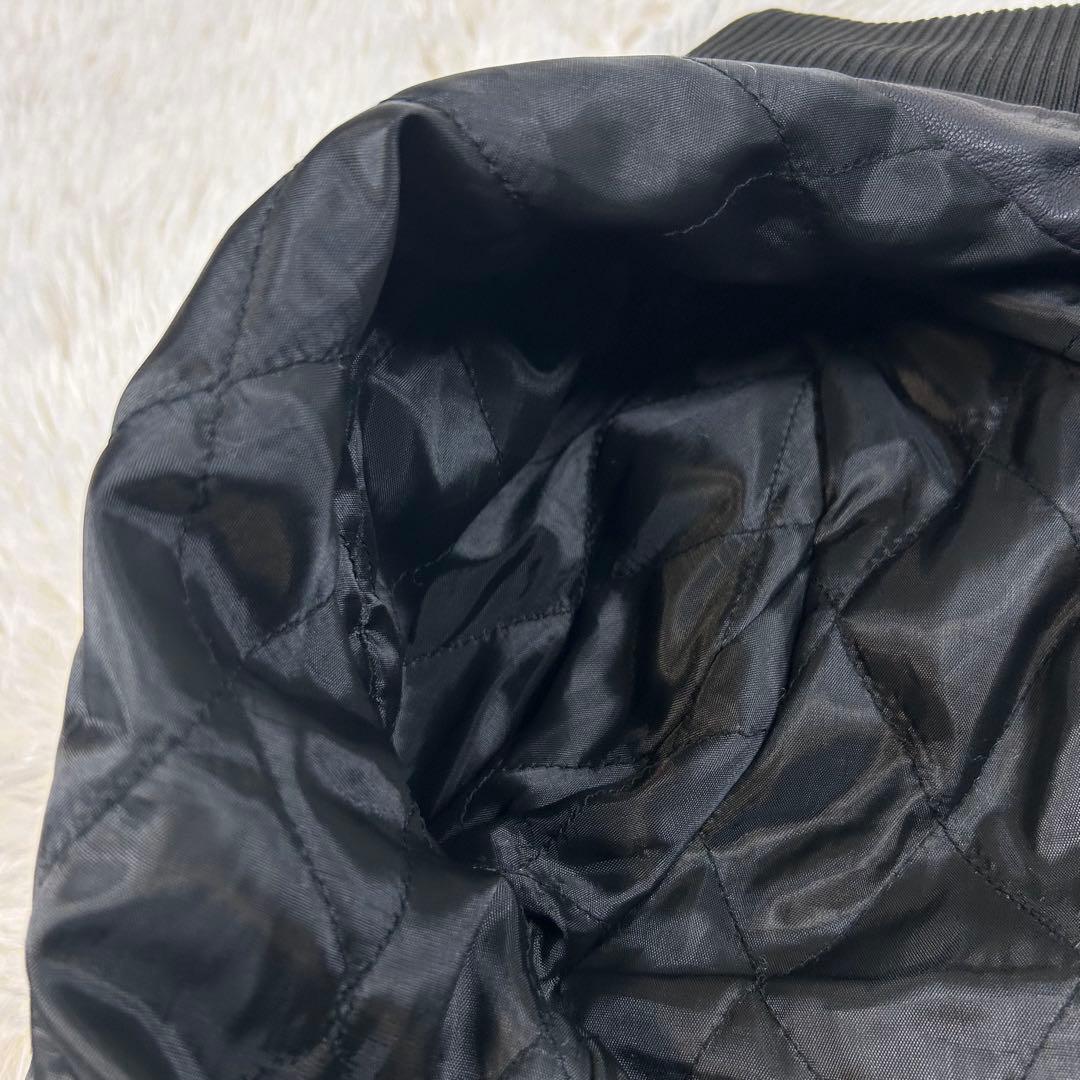 極美品 現行品タグ付きAKM シングルライダース 羊革 S キルティング 袖リブ