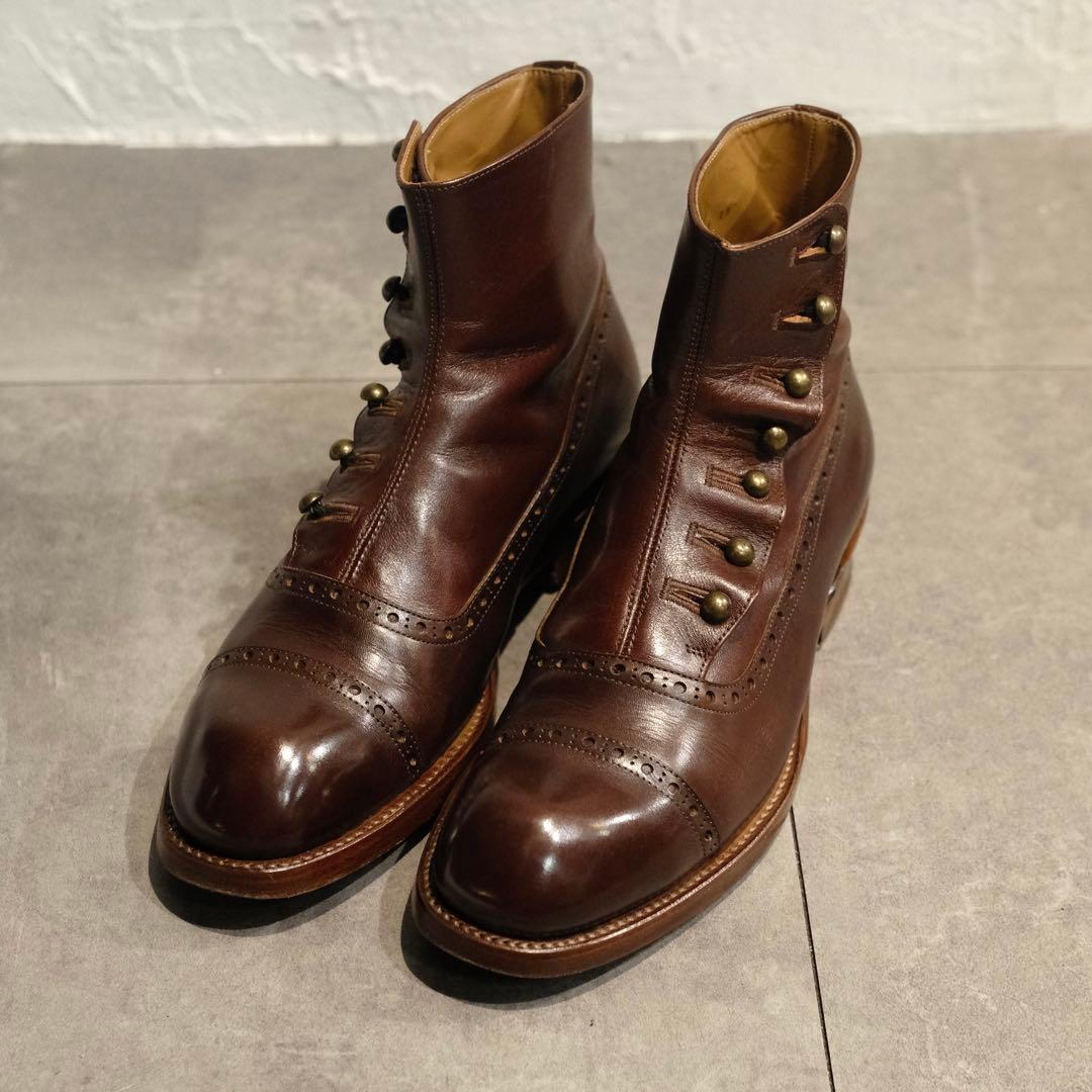 美品　chausser ショセ ボタンブーツ C-7039 25cm ブラウン